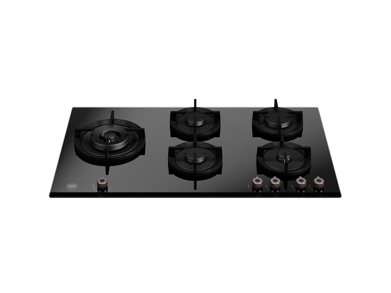 90 cm gas on glass hob with lateral wok - 黑色